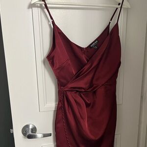 Red midi dress with a slit